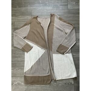 Lovely White/Brown/ Tan CHICO'S EASYWEAR Light Cardigan - 2 or Large